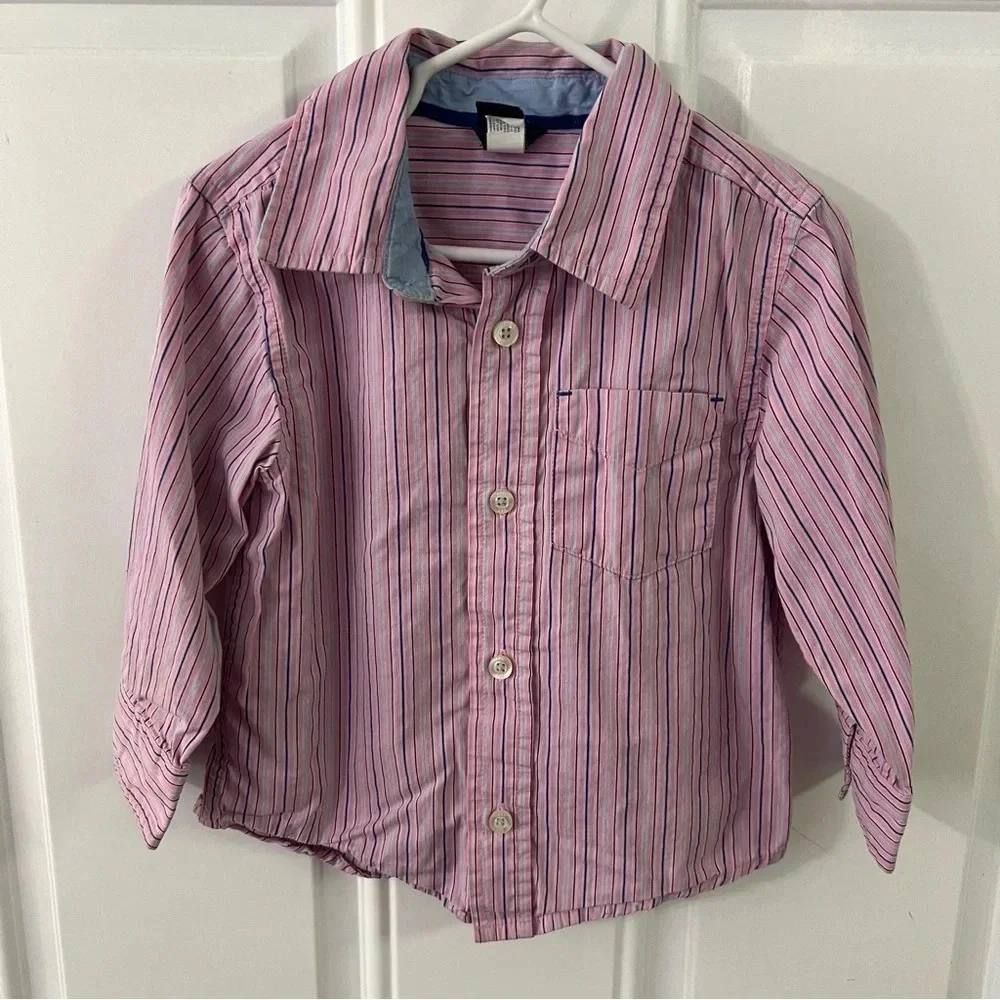 Baby Gap toddler boys 2 years 2T pink blue stripe dress shirt